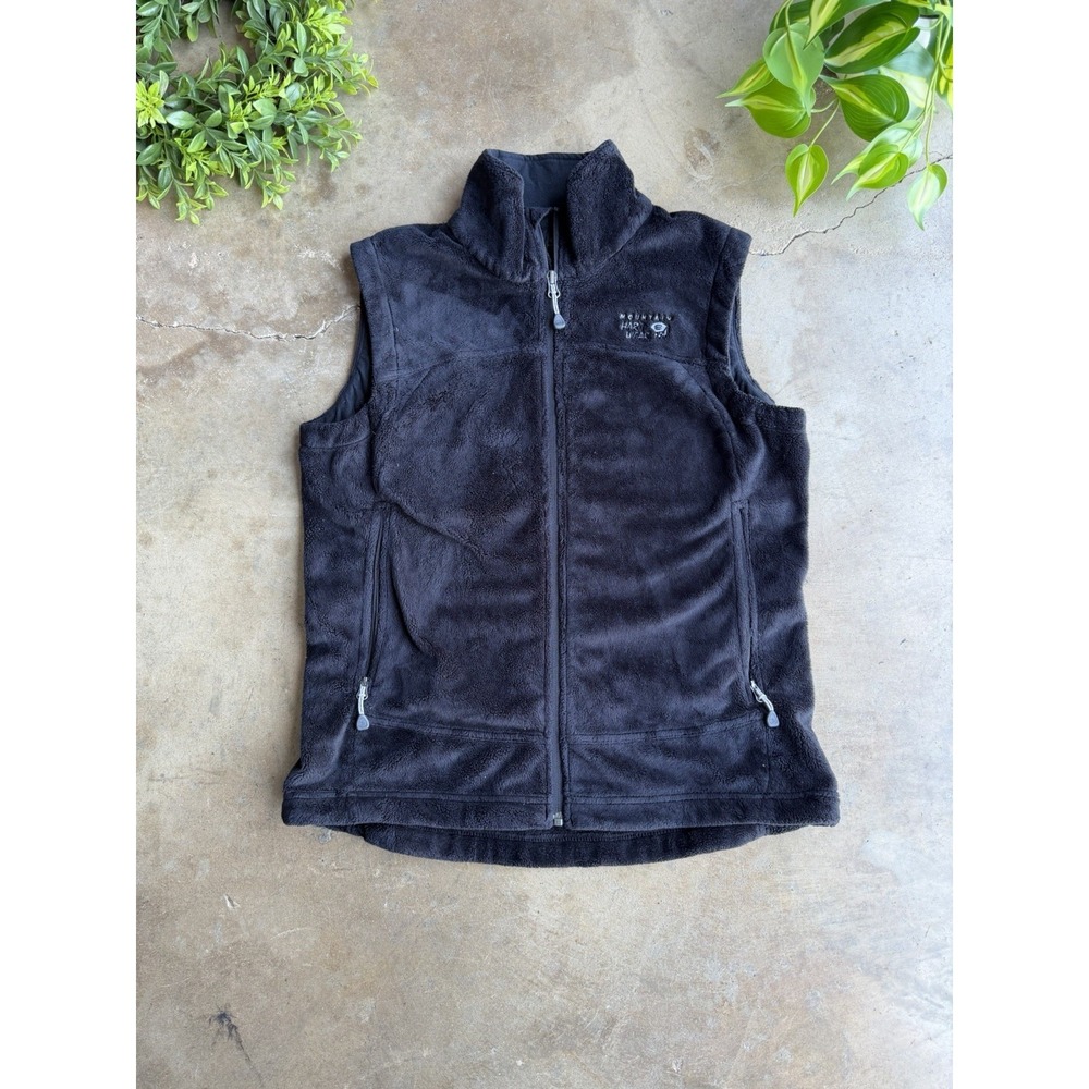 Mountain Hardwear Black Soft Fleece Full Zip Vest Granola Girl Cabincore Medium